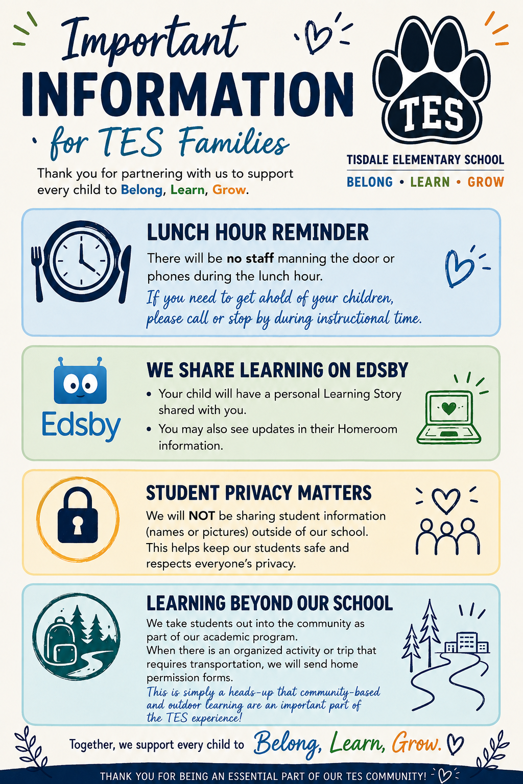 Important Information for TES Families